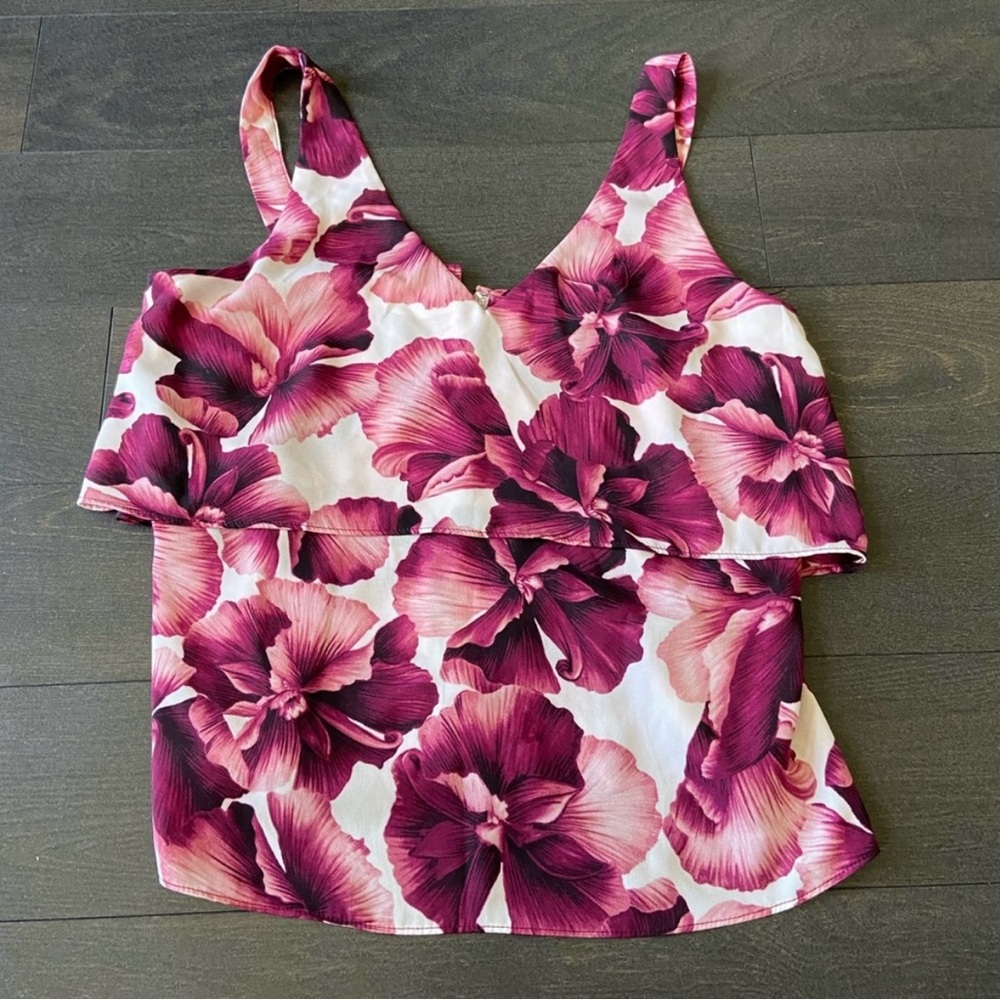 Dynamite Pink and Purple Wrap Tiered Camisole